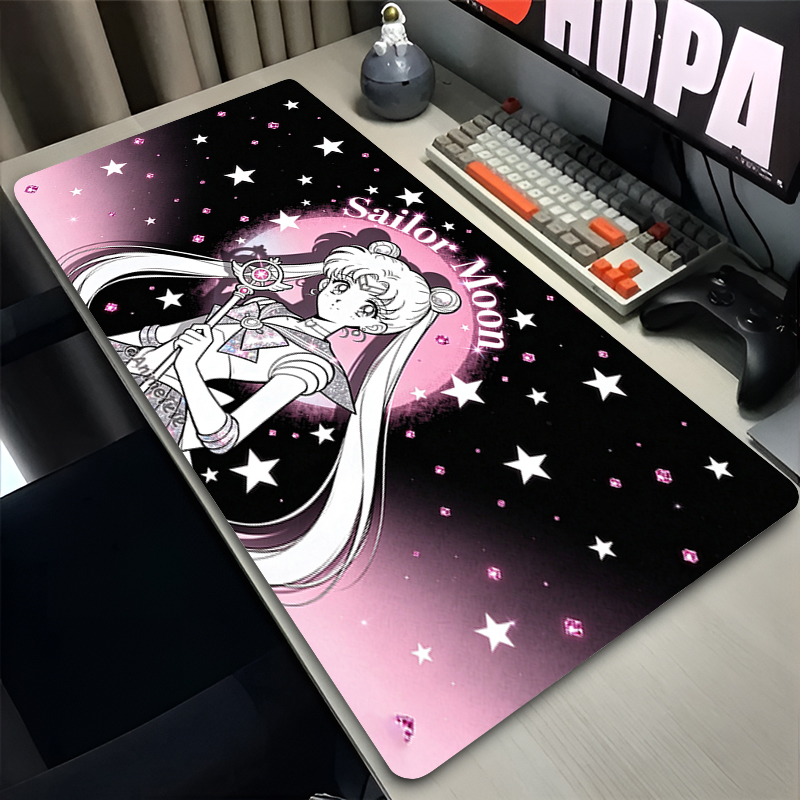 Pc Gaming Pink - コンピューターマウスパッド S-セーラームーン ピンク アニメ デスクマット ゲーミングマウスパッド