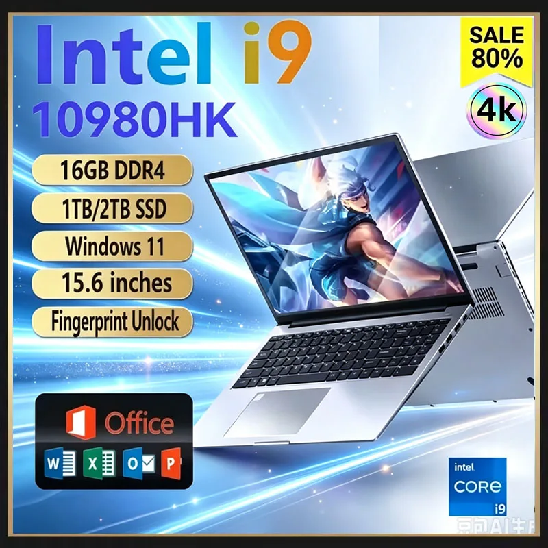 Pc Gaming Intel - 15.6インチのポータブルノートパソコン。Intel Core i9-10980HKプロセッサー搭載。Windows 11 Pro。ゲーミングノートパソコン。16GB RAM、4Kディスプレイ、1TBまたは2TB